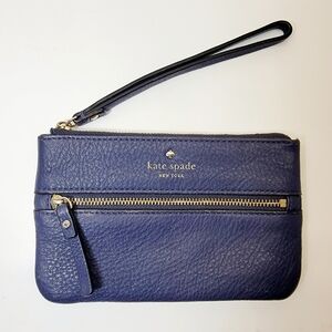 Kate Spade Leather Wristlet, Indigo and Gold